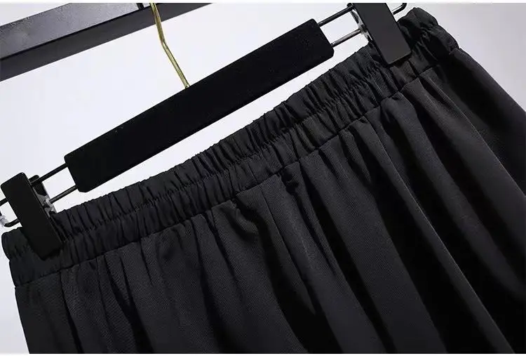 Black A-Line Skirt Women Medium High Waist Pleated — feature 11