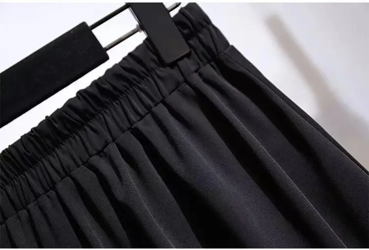 Black A-Line Skirt Women Medium High Waist Pleated — feature 12