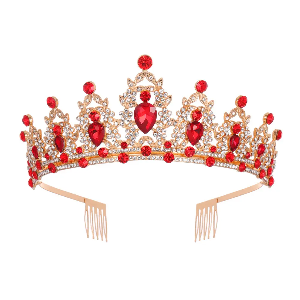 Green Crystal Bridal Crown for Women Party Wear - Image 4