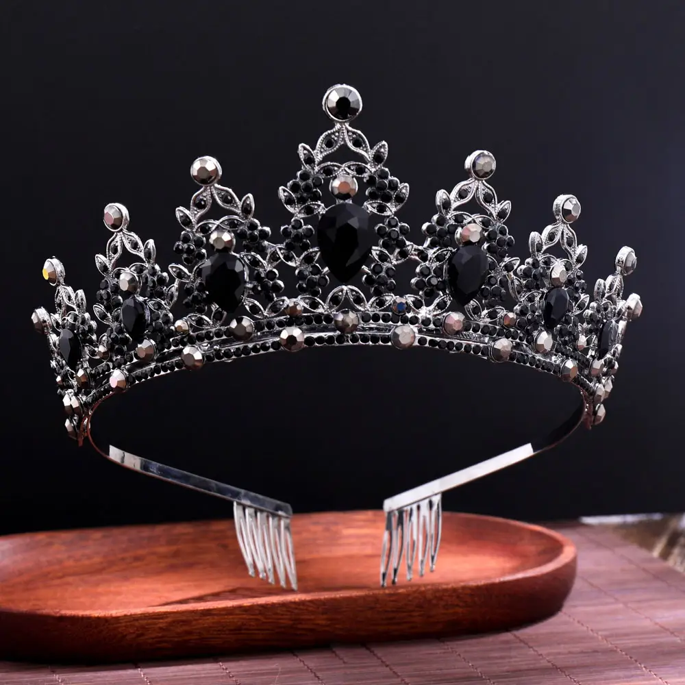 Green Crystal Bridal Crown for Women Party Wear - Image 28
