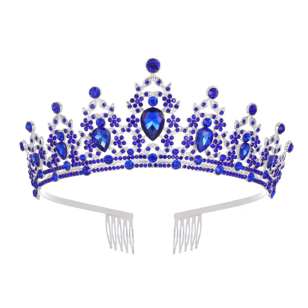 Green Crystal Bridal Crown for Women Party Wear - Image 10