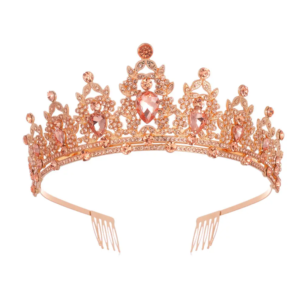 Green Crystal Bridal Crown for Women Party Wear - Image 13