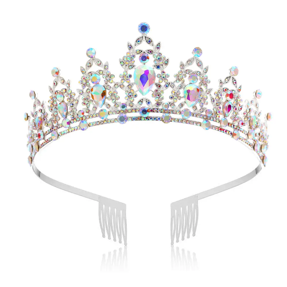 Green Crystal Bridal Crown for Women Party Wear - Image 15