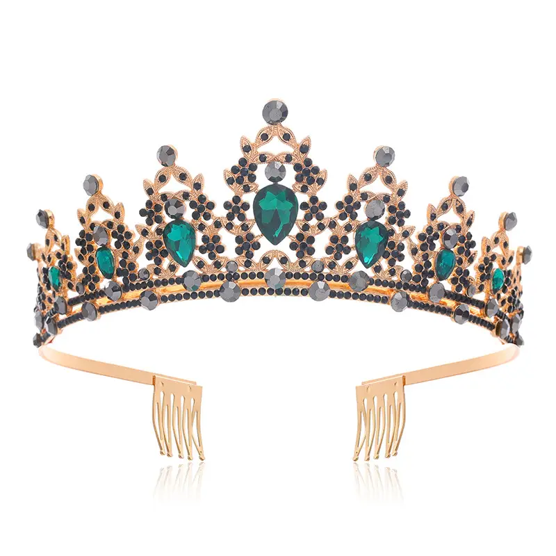 Green Crystal Bridal Crown for Women Party Wear - Image 19
