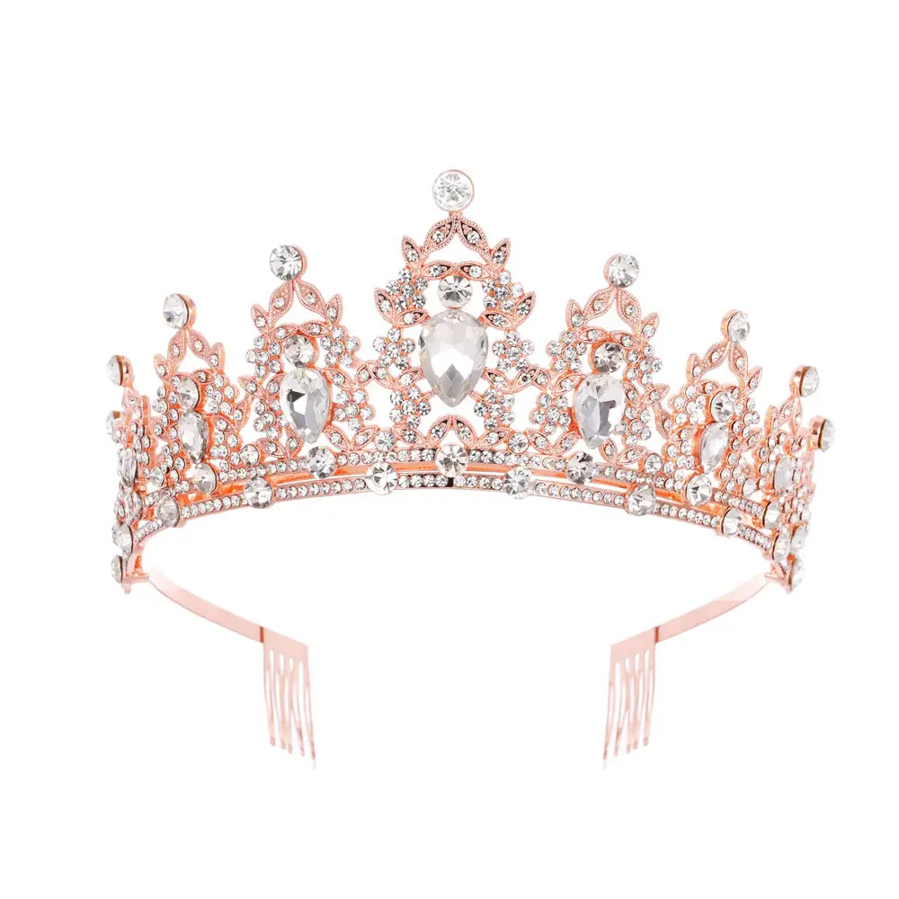 Green Crystal Bridal Crown for Women Party Wear - Image 2