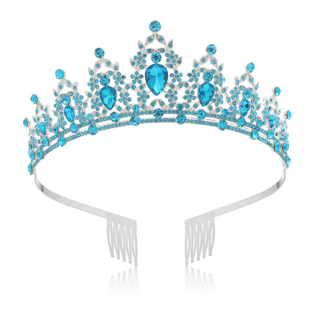 Green Crystal Bridal Crown for Women Party Wear - Image 24