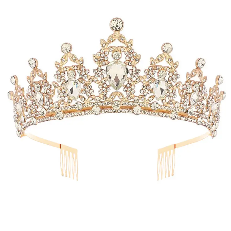 Green Crystal Bridal Crown for Women Party Wear - Image 3