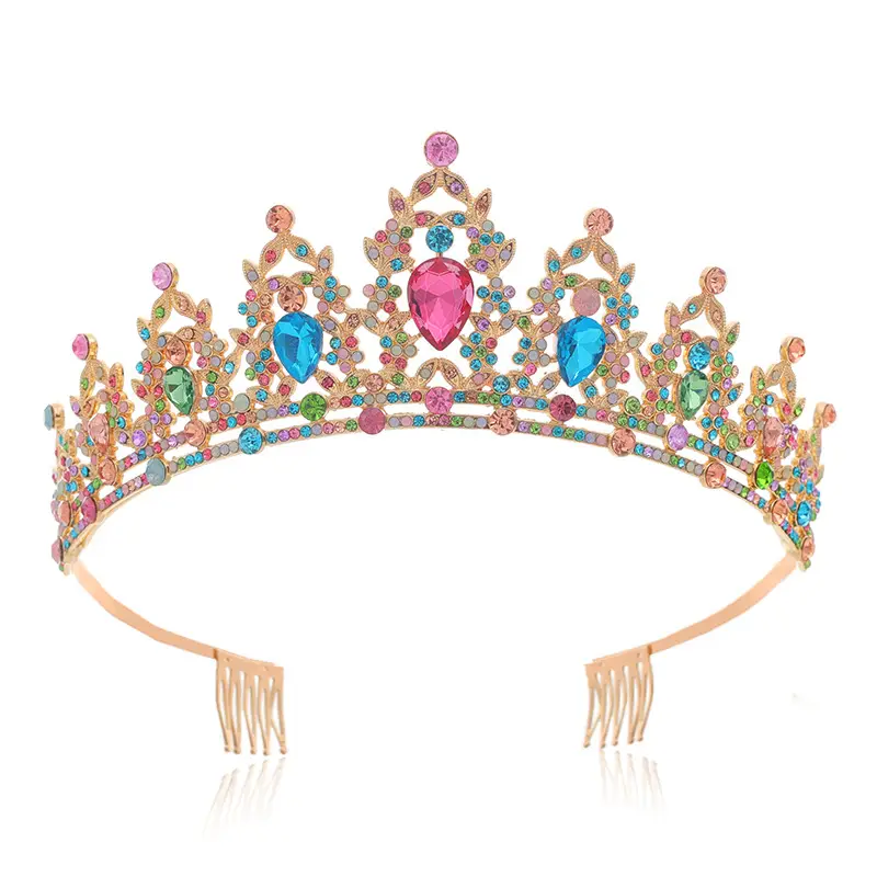Green Crystal Bridal Crown for Women Party Wear - Image 5
