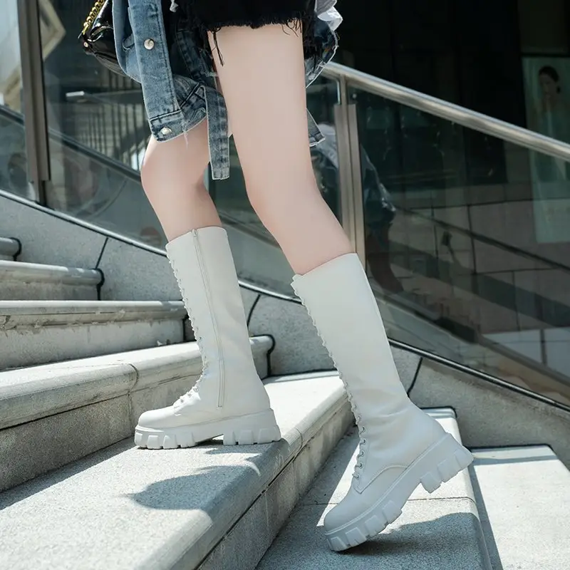 2026 New Style Martin Boots, Thick-Soled Black Motorcycle Boots for Women, Spring and Summer Women's Shoes, Mid-Calf Boots, High-Top Riding Boots - Image 5