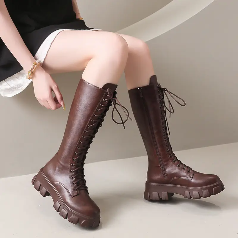 2026 New Style Martin Boots, Thick-Soled Black Motorcycle Boots for Women, Spring and Summer Women's Shoes, Mid-Calf Boots, High-Top Riding Boots - Image 3