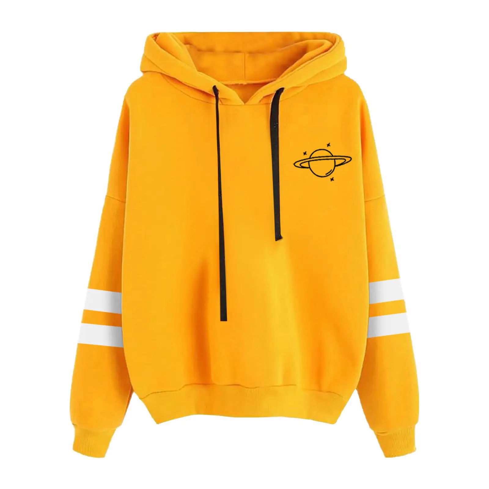 Black Printed Hoodie for Women Long Sleeve Casual Wear - Image 9