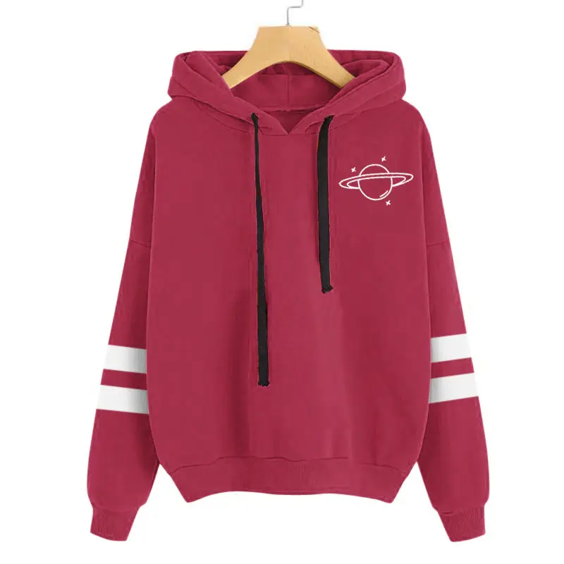 Black Printed Hoodie for Women Long Sleeve Casual Wear - Image 4