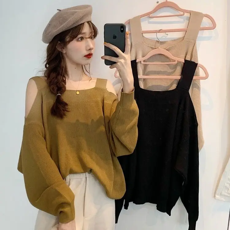 Women Off-Shoulder Long Sleeve Knitwear Top Spring 2025 - Image 4