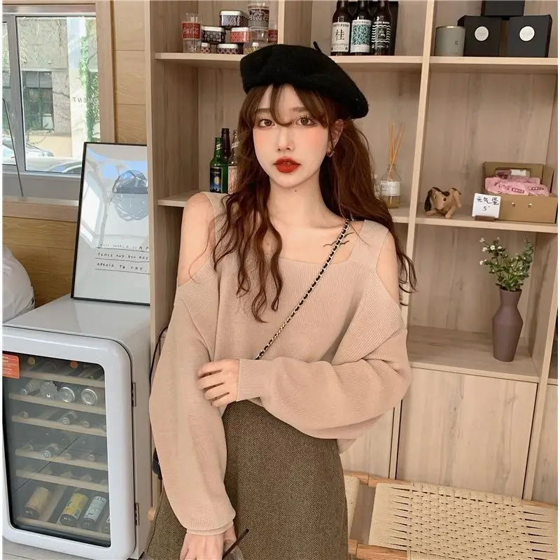Women Off-Shoulder Long Sleeve Knitwear Top Spring 2025 - Image 2