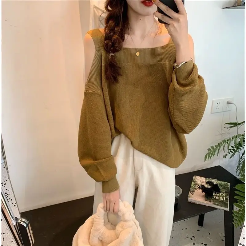 Women Off-Shoulder Long Sleeve Knitwear Top Spring 2025 - Image 3