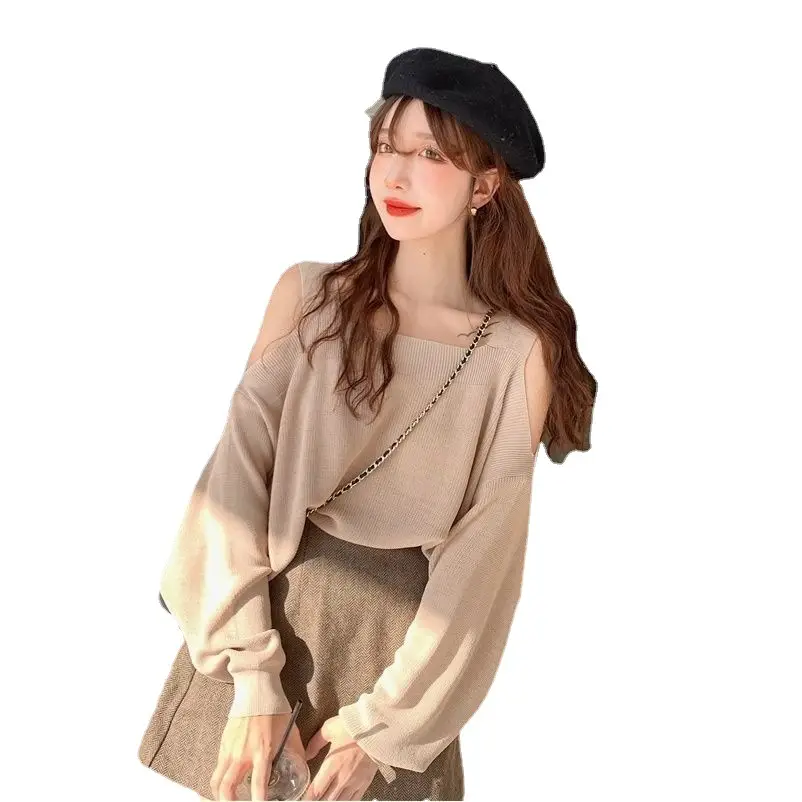 Women Off-Shoulder Long Sleeve Knitwear Top Spring 2025 - Image 6