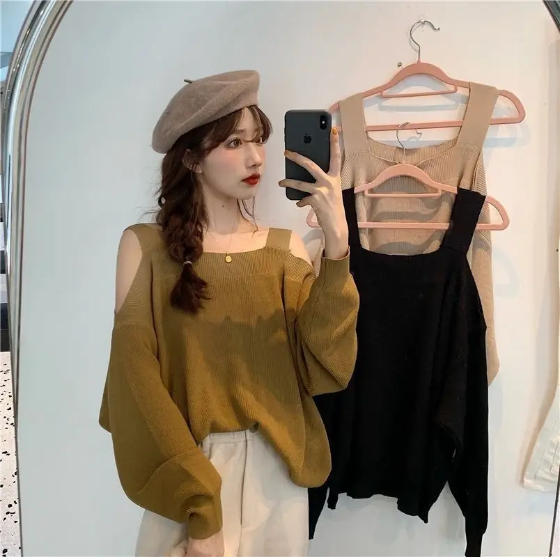Women Off-Shoulder Long Sleeve Knitwear Top Spring 2025 — feature 1