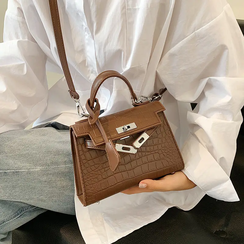 Light Blue Croc Leather Shoulder Bag Women 2023 - Image 9