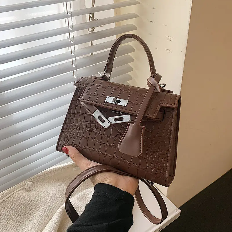 Light Blue Croc Leather Shoulder Bag Women 2023 - Image 5