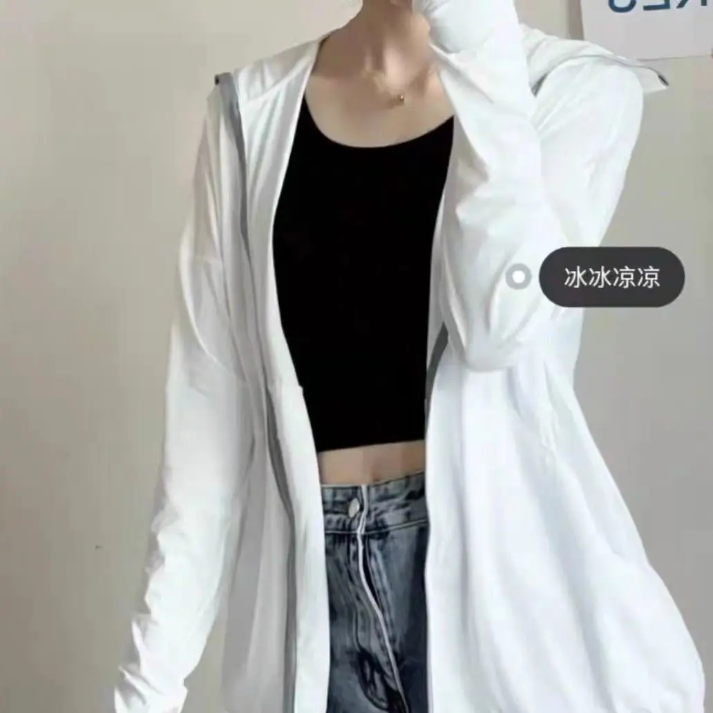 Women Ice Silk Sun Protection Coat White 2022 - Image 6