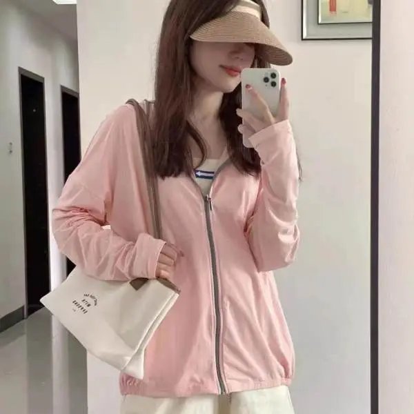 Women Ice Silk Sun Protection Coat White 2022 - Image 3
