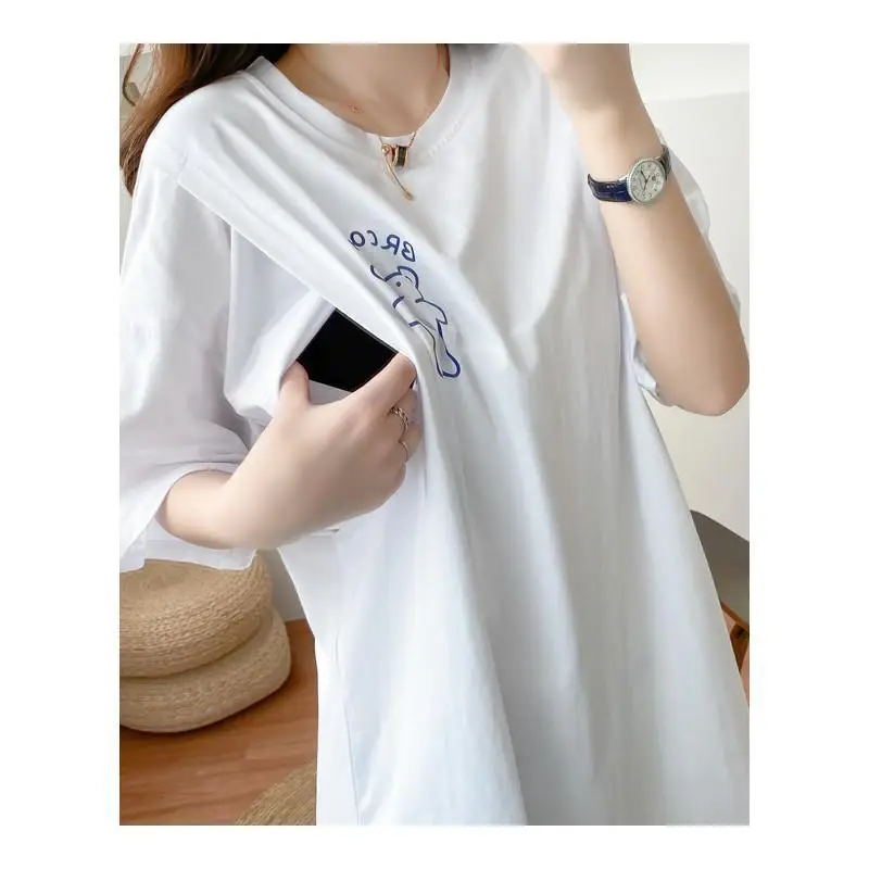 Maternity T-Shirt with Breastfeeding Design White - Image 7