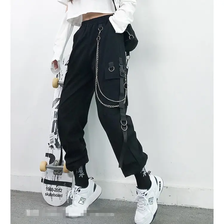 Women Slimming Black Chain Pants Autumn High Waist - Image 4