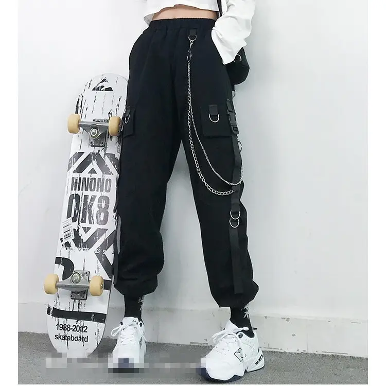 Women Slimming Black Chain Pants Autumn High Waist - Image 5