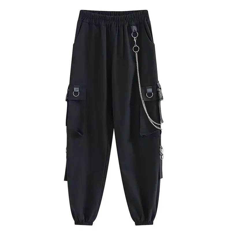 Women Slimming Black Chain Pants Autumn High Waist - Image 7