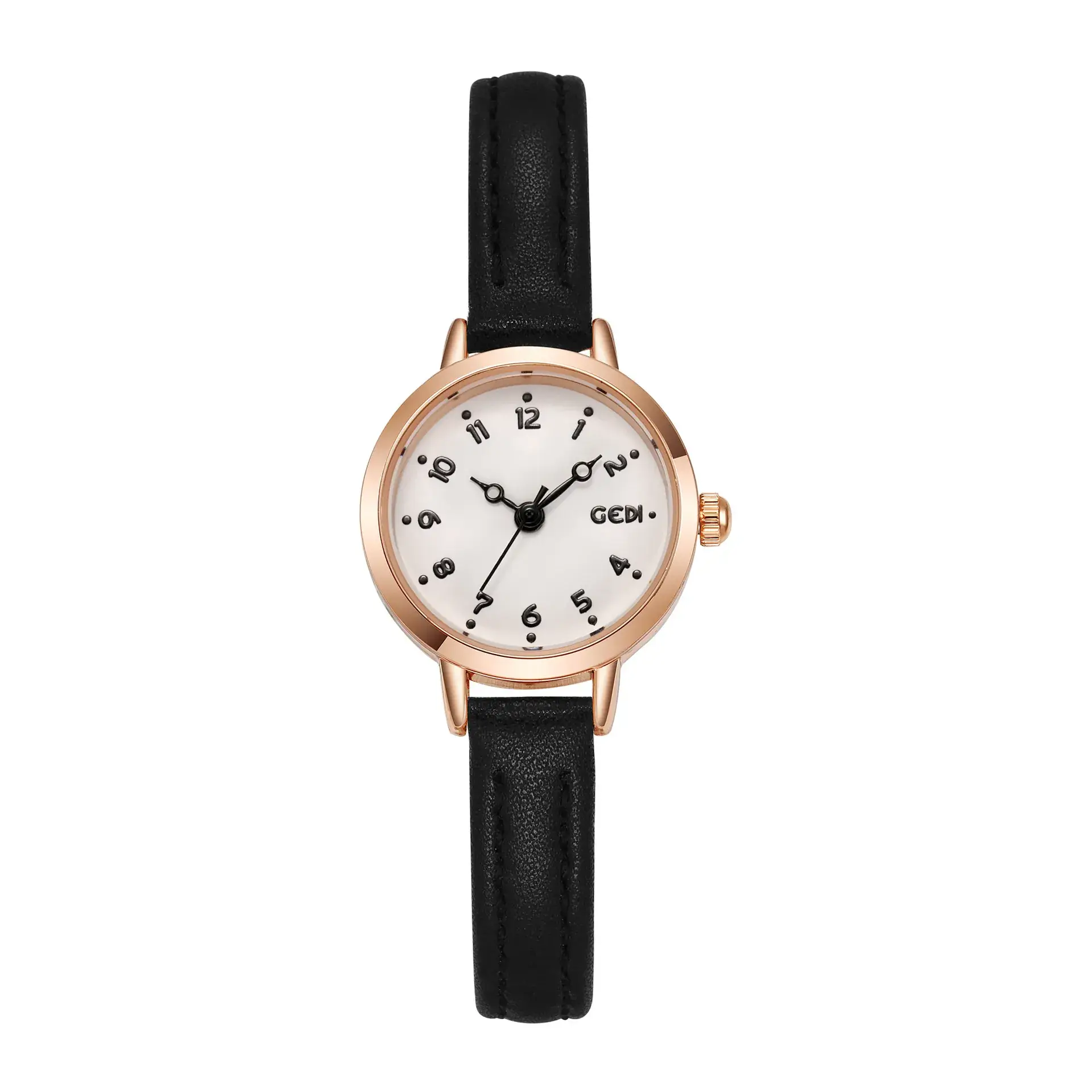 Women's Gold Plated Quartz Watch with Leather Belt - Image 2