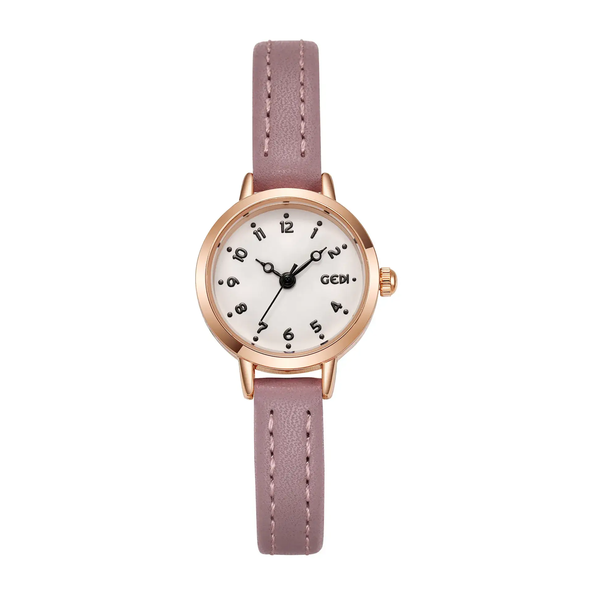 Women's Gold Plated Quartz Watch with Leather Belt - Image 5