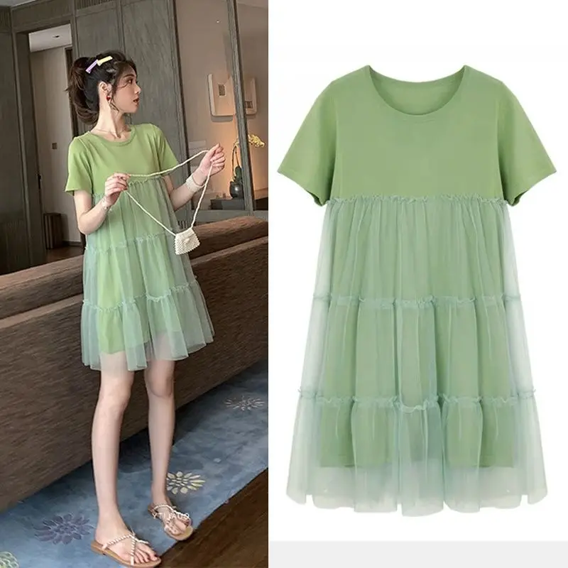 Pregnant Women Green Skirt Dress 2023 Summer - Image 2