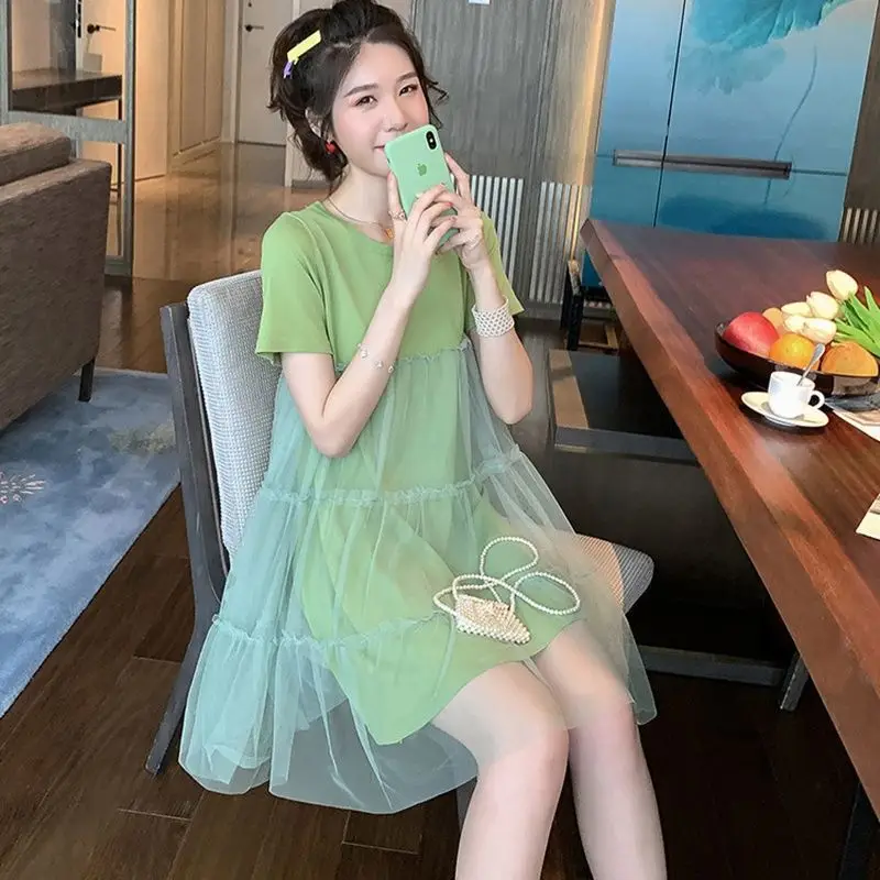 Pregnant Women Green Skirt Dress 2023 Summer - Image 3