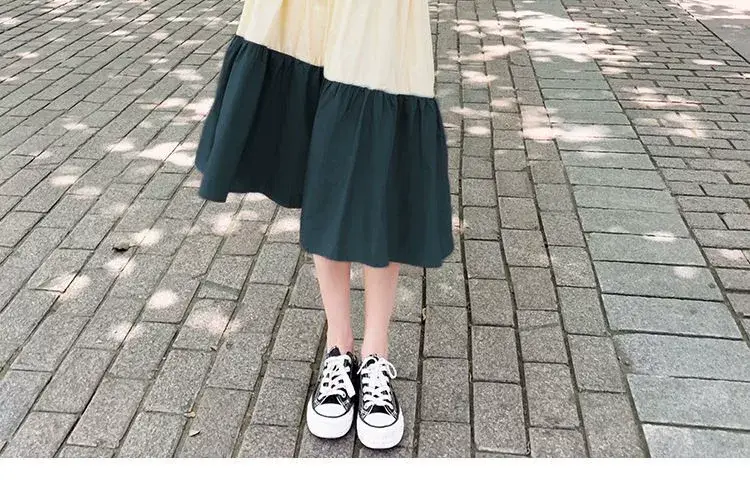 Maternity Summer Dress for Pregnant Mothers Color Block Short Sleeve — feature 15