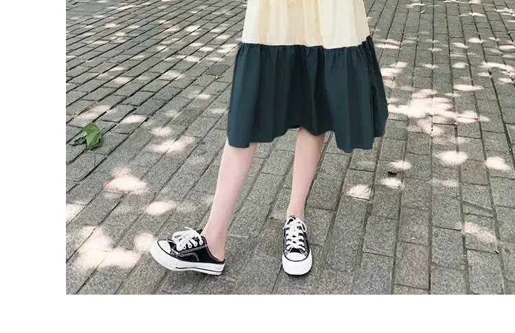 Maternity Summer Dress for Pregnant Mothers Color Block Short Sleeve — feature 19