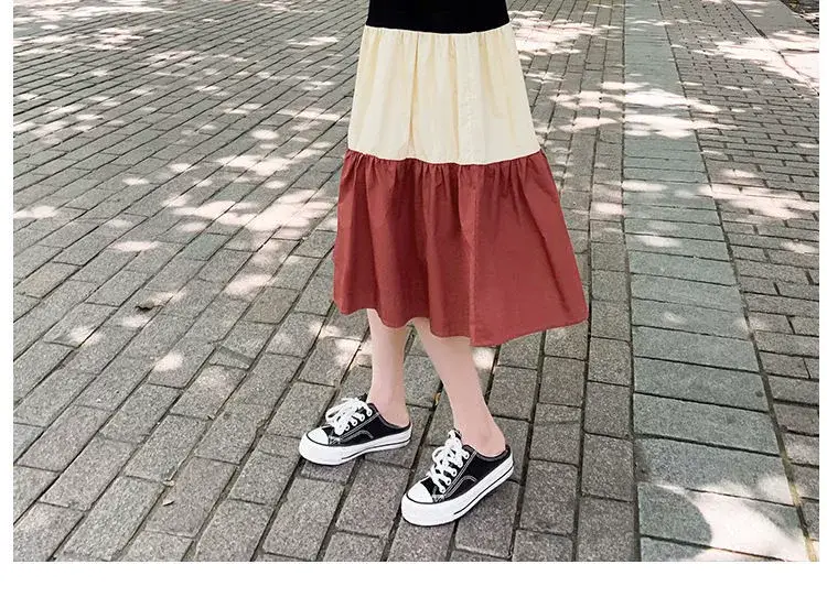 Maternity Summer Dress for Pregnant Mothers Color Block Short Sleeve — feature 23