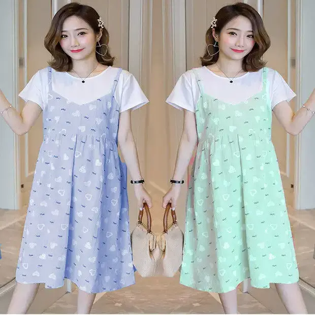 Maternity Dress Light Blue Dandelion Print Mid-Length — feature 3