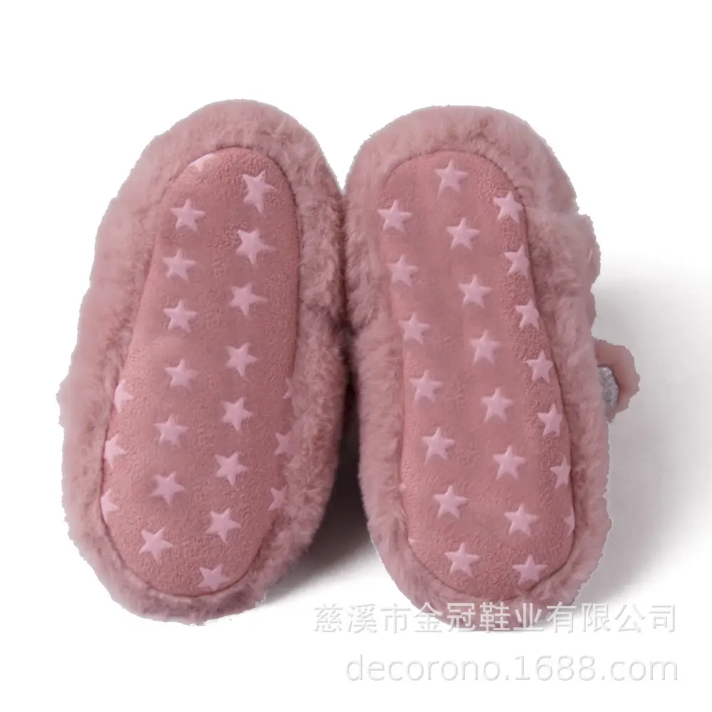 Children's Toddler Shoes Rabbit Hair One-piece Baby Cotton Shoes Soft Sole Non-slip Baby Toddler Front Shoes Fleece-lined Thickened Children's Boots