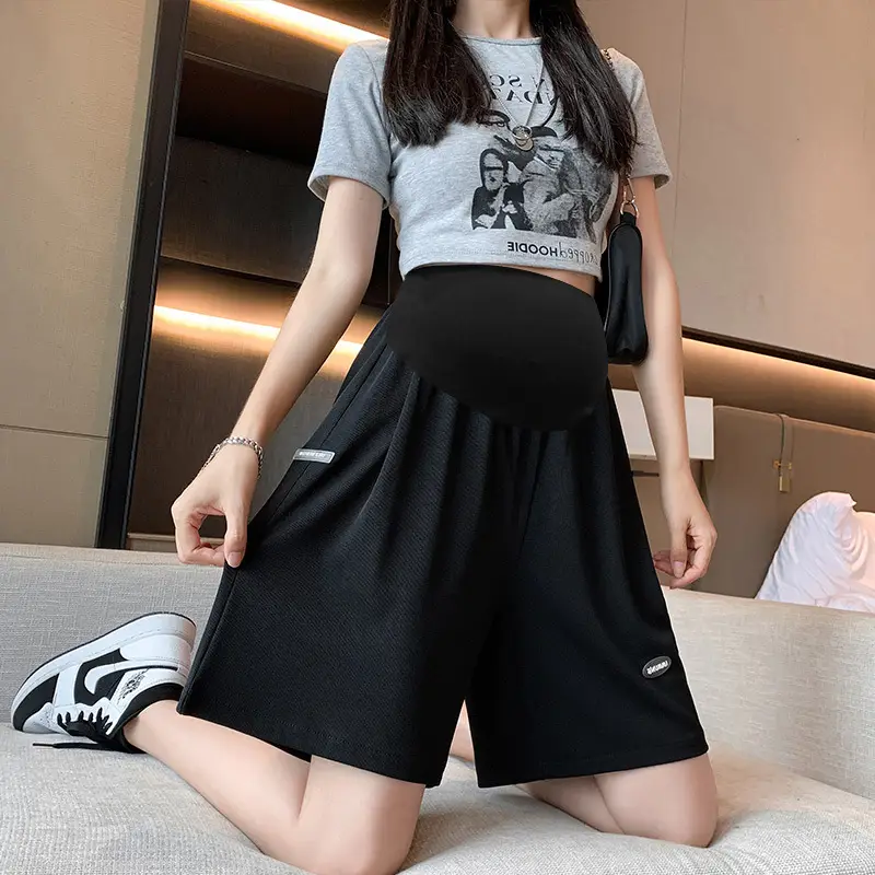 Pregnant Women's Black Belly Support Shorts Plus Size - Image 5