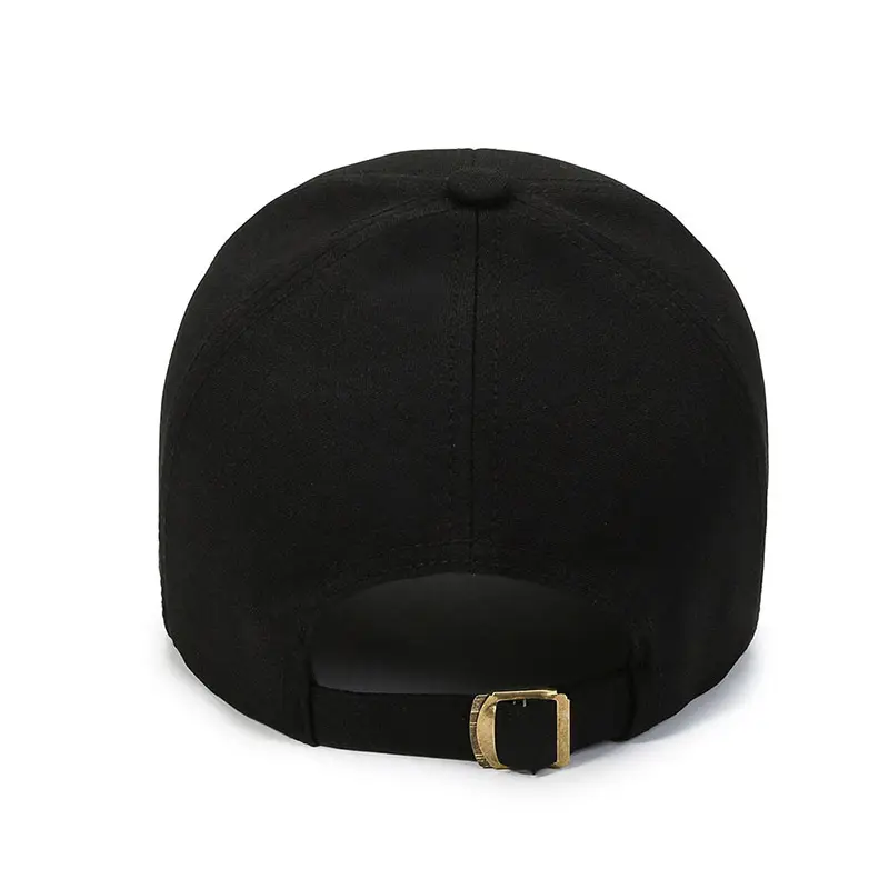 Men's Black Korean Baseball Cap with Gold Buckle - Image 8