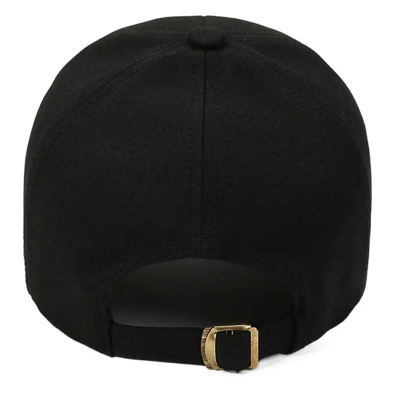 Men's Black Korean Baseball Cap with Gold Buckle
