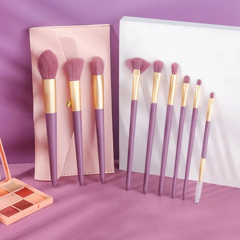 Huayang 9-Piece Makeup Brush Set with Soft Corn Silk Fibrils
