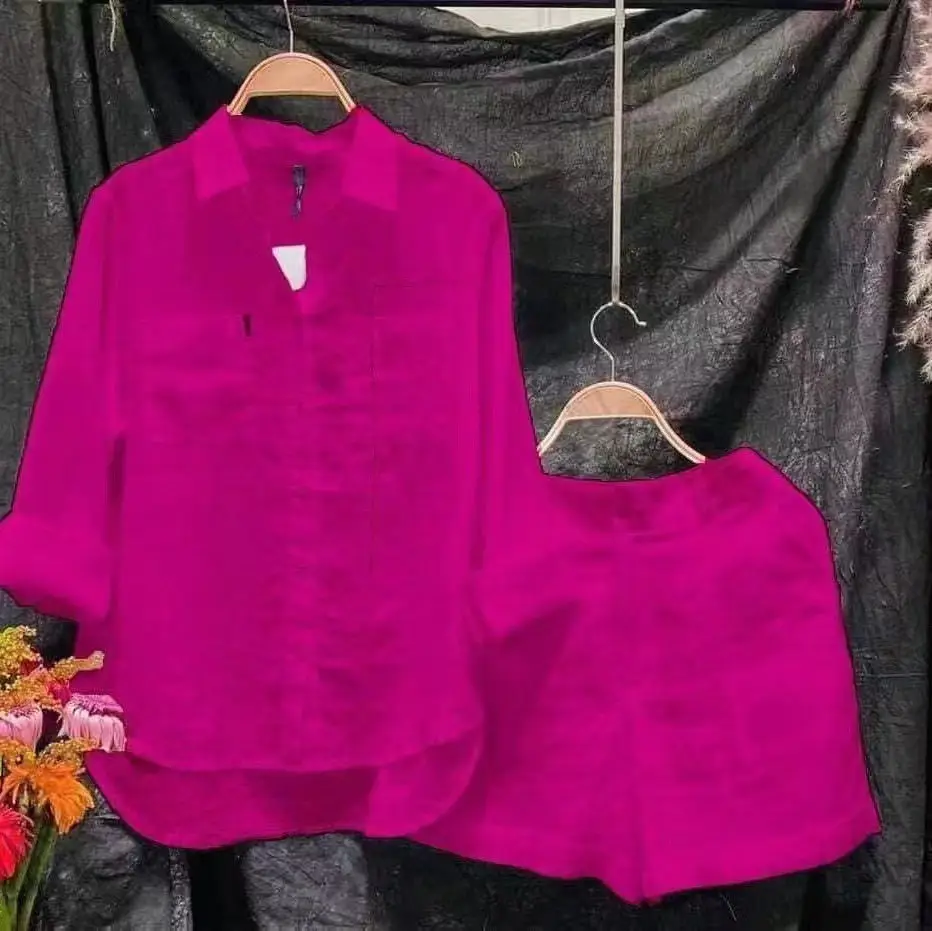 2022 Summer Teal Cardigan Shorts Set Women - Image 9