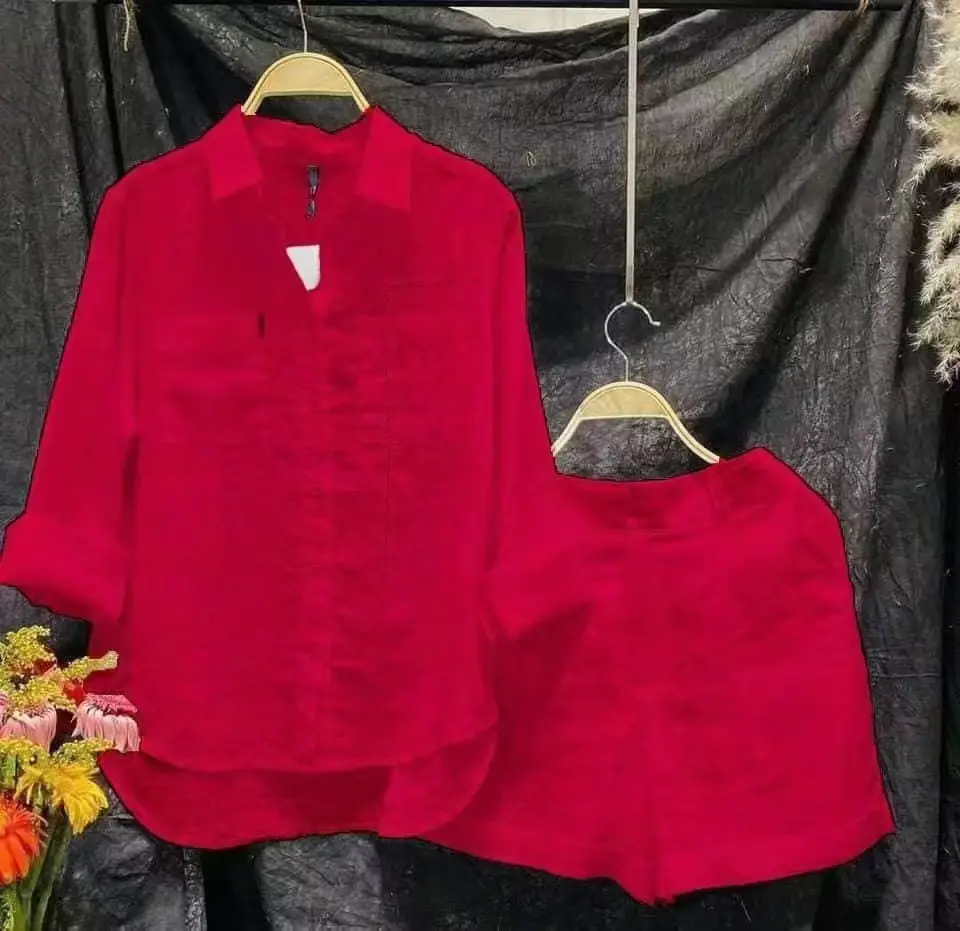 2022 Summer Teal Cardigan Shorts Set Women - Image 3