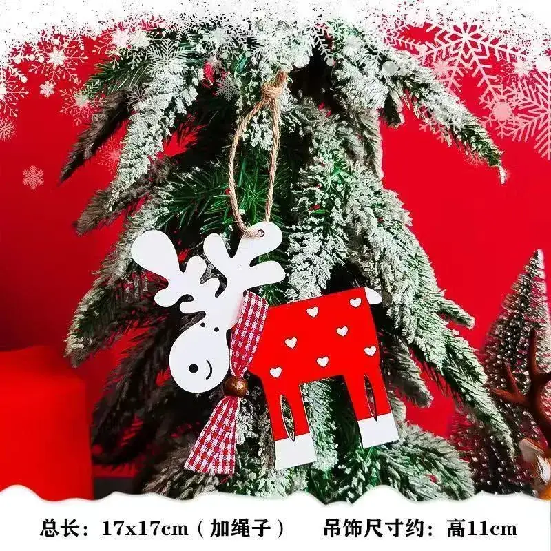Red Wooden Snowflake Christmas Tree Pendant - Image 10
