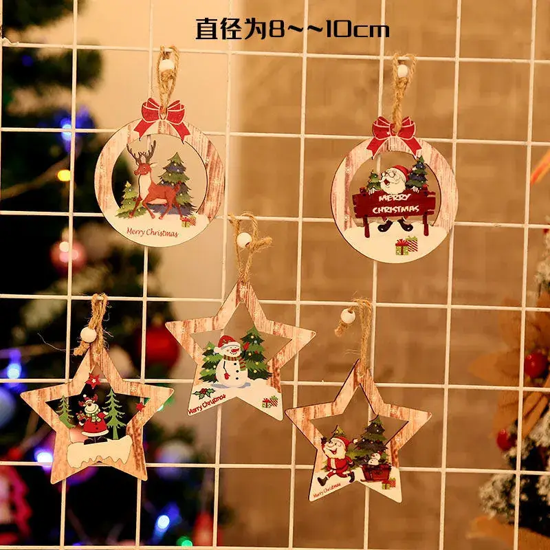 Red Wooden Snowflake Christmas Tree Pendant - Image 11
