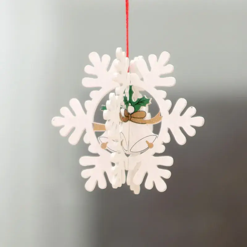 Red Wooden Snowflake Christmas Tree Pendant - Image 5