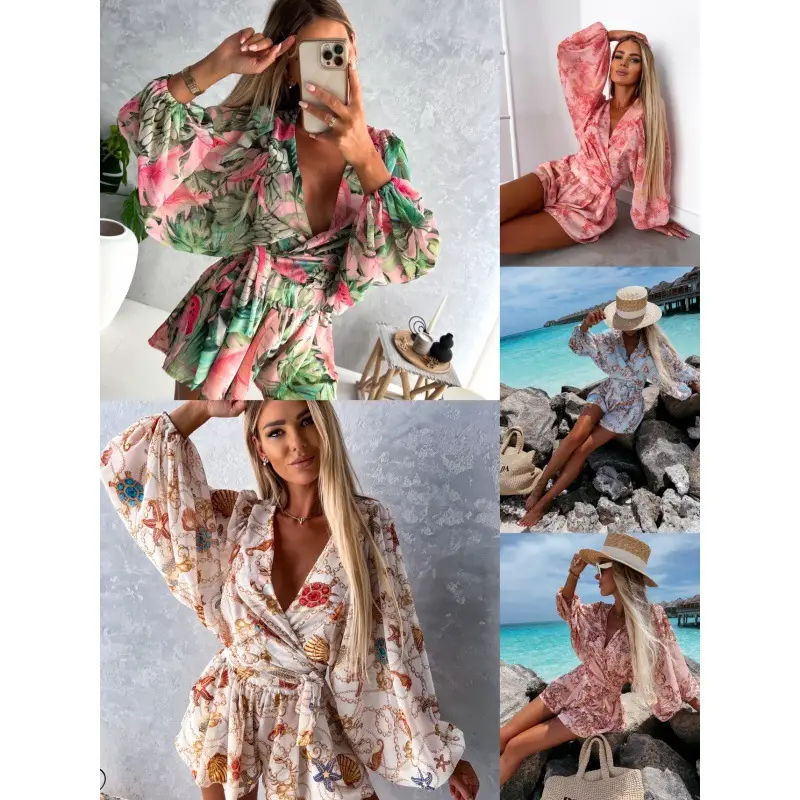 2023 New Rainforest Bell Sleeve Shorts Jumpsuit - Image 6