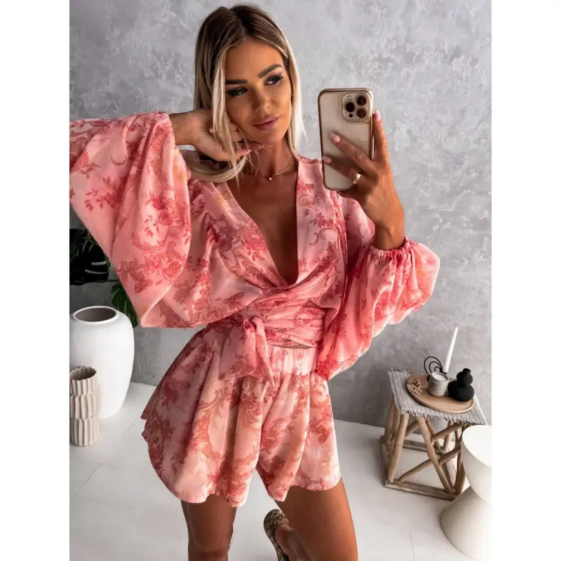 2023 New Rainforest Bell Sleeve Shorts Jumpsuit - Image 3