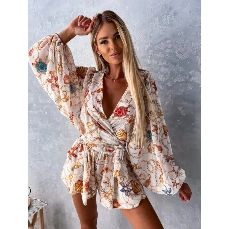 2023 New Rainforest Bell Sleeve Shorts Jumpsuit - Image 5